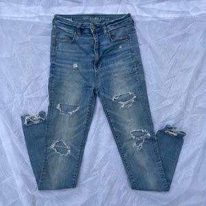 Ae Super Stretch X High Waisted Ripped Jeggings